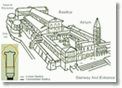 thumbnail to a artist view of the Old Saint Peter's Basilica as it was looking by the Carolingian times